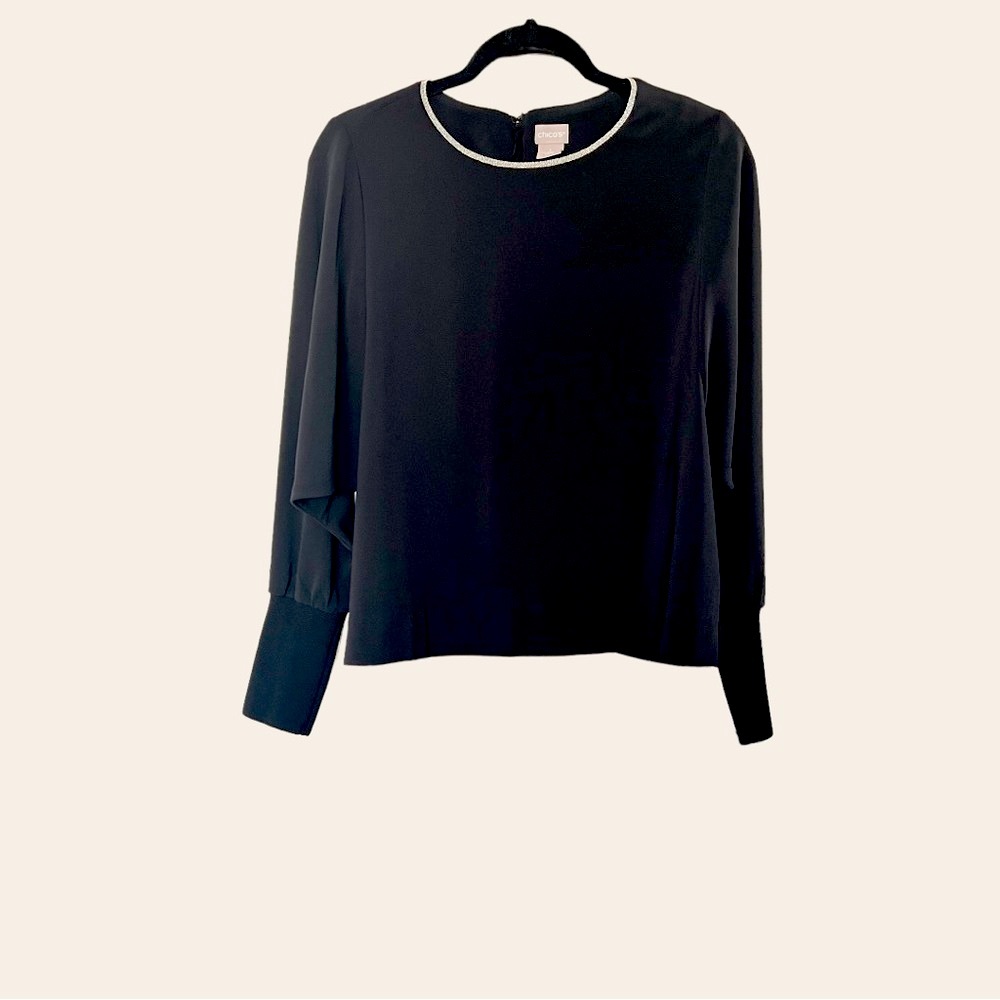 Chico’s Woman’s Beautiful Black Dress Blouse